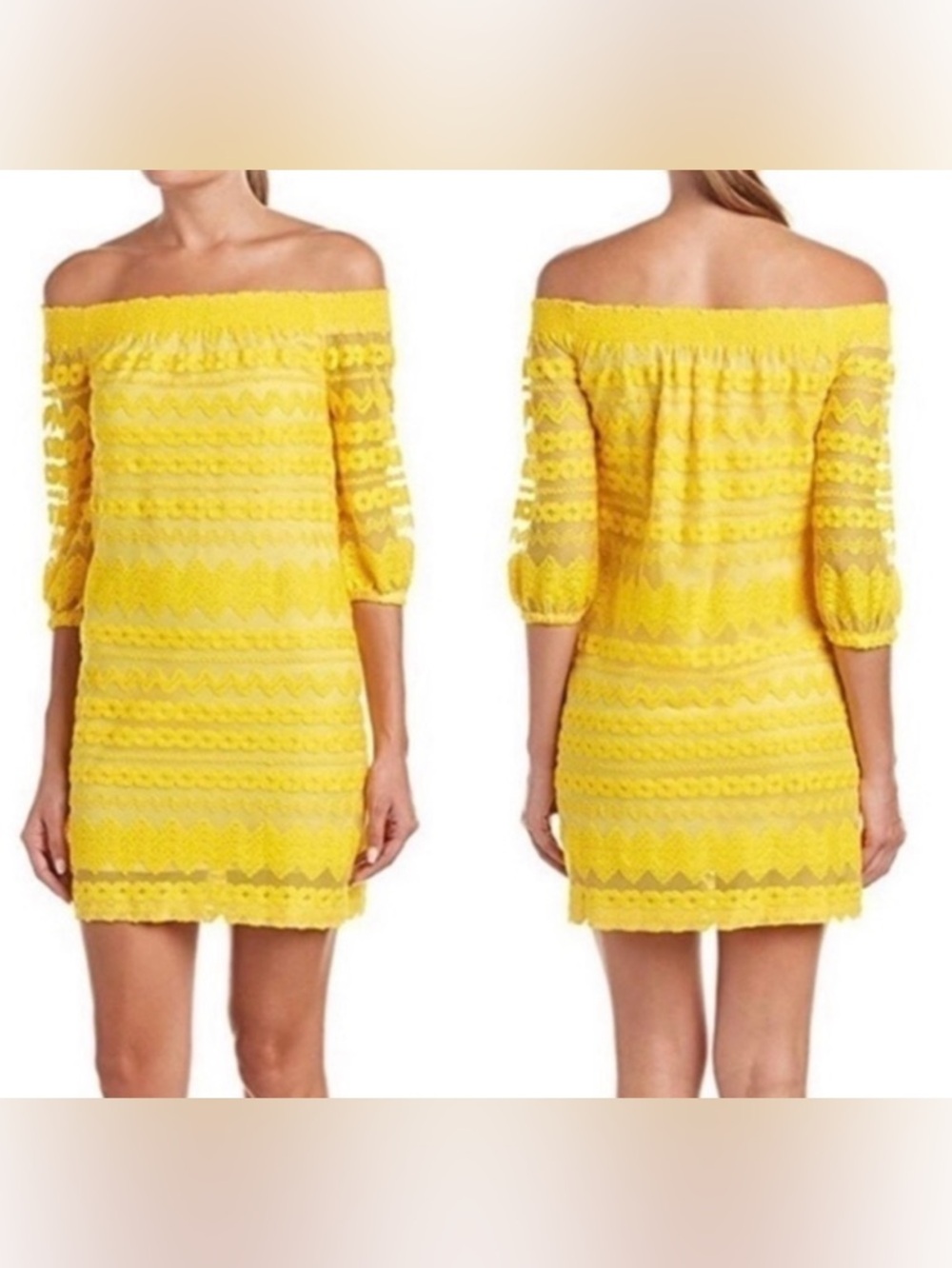 Trina Turk Hoku Embroidered Off Shoulder Dress
